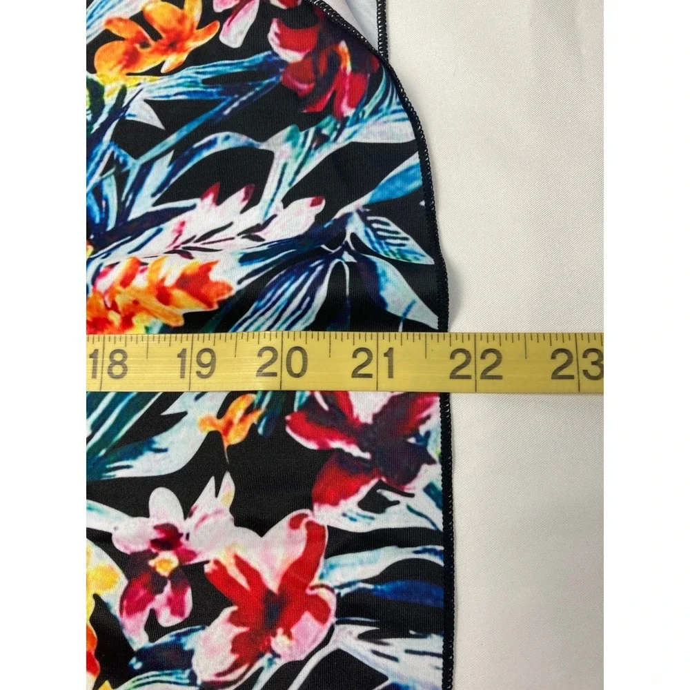 Rosegal Black Floral Halter Swim Dress Tunic Tummy Control Size 2XL US 18‎